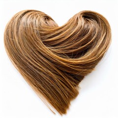 Fototapeta premium Strands of brown hair in shape of heart, isolated on white