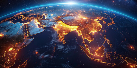 Fototapeta premium Asia-Europe Connectivity: Bridging Continents with Technology