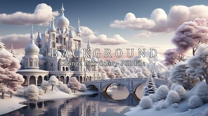 fairytale-winter-landscape-with-castle-christmas-tree_2 - obrazy, fototapety, plakaty