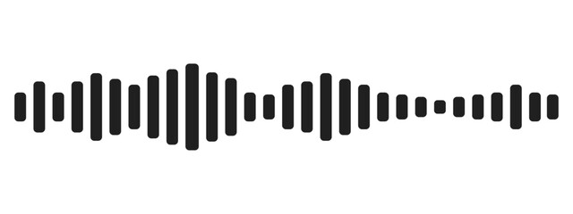 Sound wave decibel audio record simple voice message icon isolated on white background. Podcast player, music track