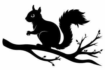 Squirrel on a Tree Branch
black silhouette on white background