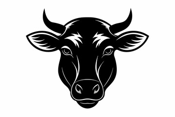 Cow head logo black silhouette vector illustration
