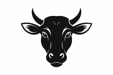Cow head logo black silhouette vector illustration