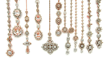 Assorted vintage crystal earrings collection displayed on a white background