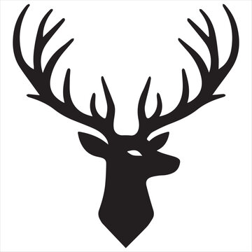 recommend clip art: Deer head silhouette deer vector illustration templates solid white background