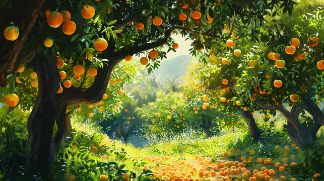 Surrounded by citrus groves, a traveler is engulfed in the zesty aroma of lemons and oranges.