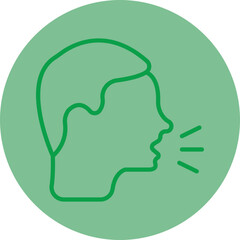 Cough Green Line Circle Icon