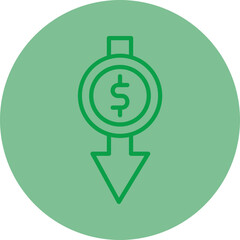 Decline Green Line Circle Icon
