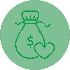 Money Bag Green Line Circle Icon
