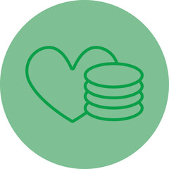 Donations Green Line Circle Icon