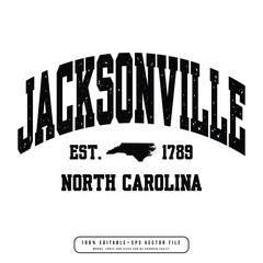 Jacksonville text effect vector. Editable college t-shirt design printable text effect vector