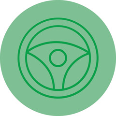 Steering Wheel Green Line Circle Icon