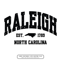 Raleigh text effect vector. Editable college t-shirt design printable text effect vector