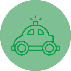 Car Green Line Circle Icon