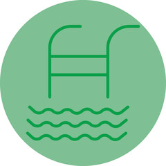 Swimming pool Green Line Circle Icon