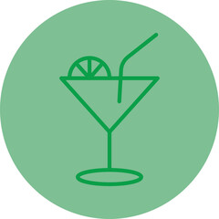 Cocktail Green Line Circle Icon