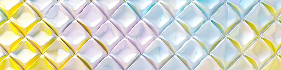 Simple yellow, lavender and light blue three-dimensional mosaic pattern, shiny, simple plain background, copy space