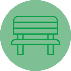 Bench Green Line Circle Icon
