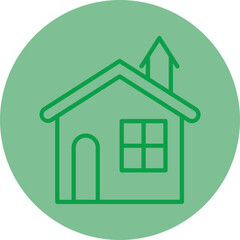 House Green Line Circle icon
