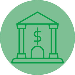 Bank Green Line Circle icon