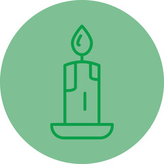 Candle Green Line Circle Icon