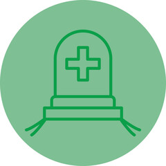Graveyard Green Line Circle Icon