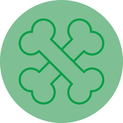 Bones Green Line Circle Icon