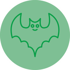 Bat Green Line Circle Icon