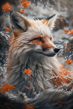 Digital art - Image of a kitsune in its animal form
