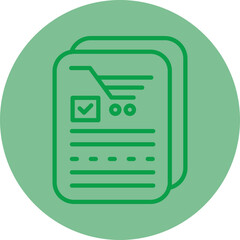 Shopping List Green Line Circle Icon