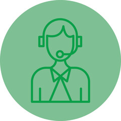 Customer Service Green Line Circle Icon