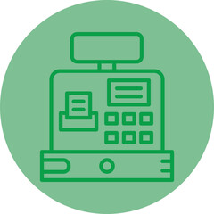 Cash Machine Green Line Circle Icon
