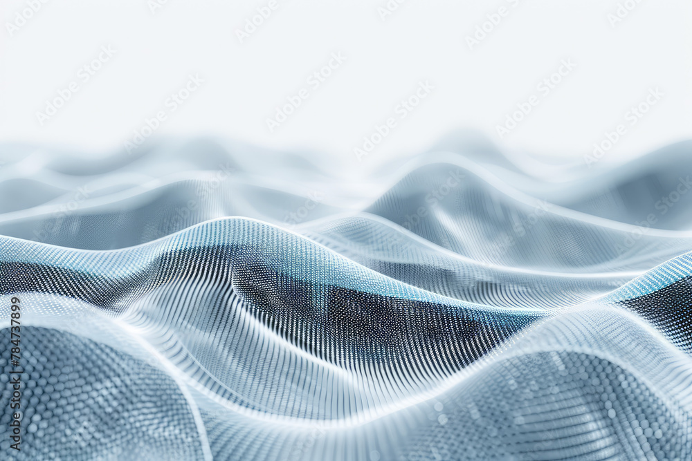 Wall mural Abstract background with digital blue waves and white dots