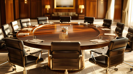 Contemporary Conference Room with Modern Furniture and Clean Design, Ready for Business Discussions