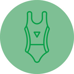 Swim Suit Green Line Circle Icon