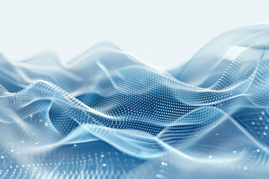 Abstract background with digital blue waves and white dots