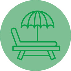 Sunbed Green Line Circle Icon
