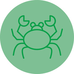 Crab Green Line Circle Icon