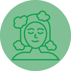 Hair Wash Green Line Circle Icon