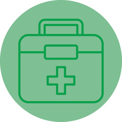 Obraz premium First Aid Kit Green Line Circle Icon