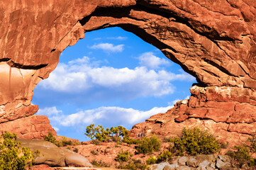 North Window, with sky and clouds, Arches national Park