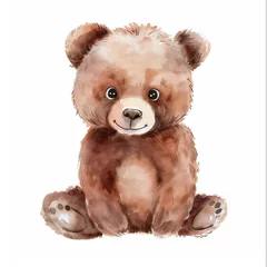Foto op Canvas Cute watercolor illustration of bear toy © Nata789