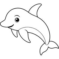 cartoon shark or dolphin line art kid's coloring page Vector illustration