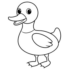 a cartoon duck vector illustration. line art, kid's coloring page