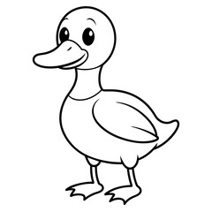 a cartoon duck vector illustration. line art, kid's coloring page