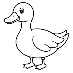 a cartoon duck vector illustration. line art, kid's coloring page