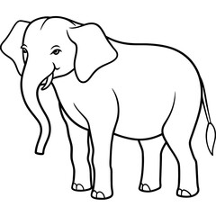 a cartoon elephant line art coloring book page for kid's vector art illustrations