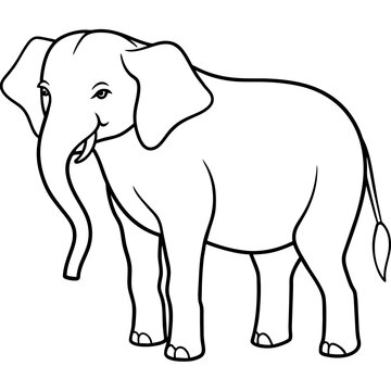 recommend clip art: a cartoon elephant line art coloring book page for kid's vector art illustrations