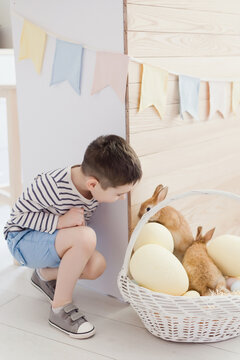 Child with bunny and Easter decor