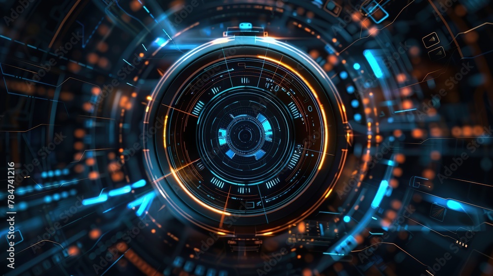 Poster Abstract technology background of high speed global with digital interface design elements.